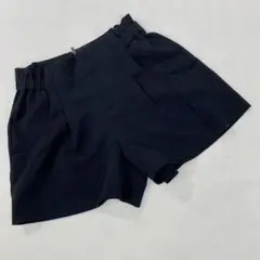 ハイウエスト ショートパンツ 無地 ポリエステル混 Sサイズ ブラック 大人