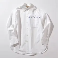 【稀少】MARNI マルニ ステッチ ロゴプリント 長袖シャツ ホワイト