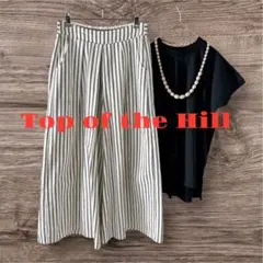 【Top of the Hill 】ストライプ ガウチョパンツ後ろゴムフリー
