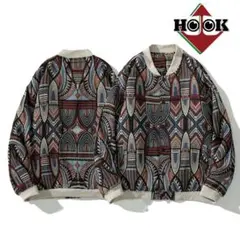 【HOOK】パッチワーク柄幾何学模様 ゴブランブルゾン