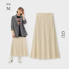 【GU】美品* ハニカムカットソーロングスカート オフホワイト M