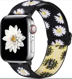 ナイロン弾性バンドは Apple Watch デイジー柄　伸縮性素材