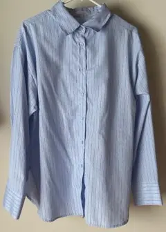 しまむら　極美品　LUNACION　ワイシャツ　長袖　ストライプ　水色　Lサイズ