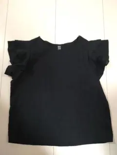SHEIN ブラック フリル袖 Tシャツ　2