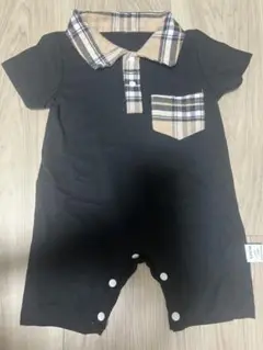 チェックロンパース　3〜6ヶ月　未使用