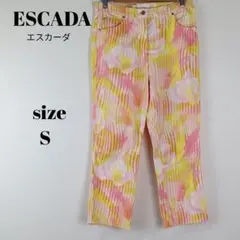 【a1490】ESCADA エスカーダ 美品 フラワー プリント パンツ 36