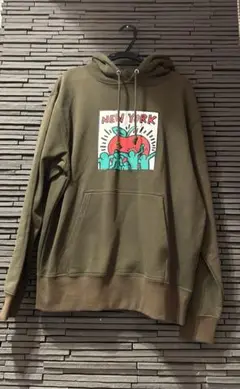 BEAMS T オリーブ フード付きパーカー M