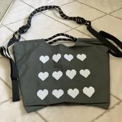 ハート刺繍 グレー エコバッグ