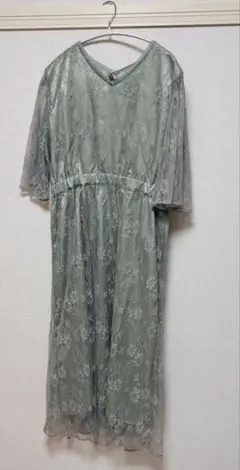 【新品・タグ付き】ミントグリーン　レース ロングワンピース