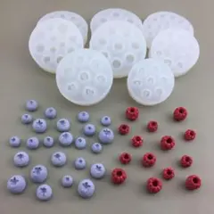 #0128シリコンモールド　ブルーベリー＆ラズベリー　2点セット　フルーツレジン