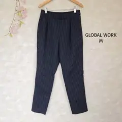 グローバルワーク ウツクシDRYテーパードパン【M】ストライプ ネイビー 美品✨
