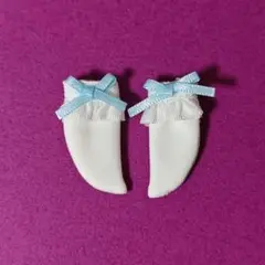 ④オビツ11サイズ フリルリボンソックス ブルー