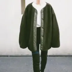 CLANE リバーシブルミリタリーボアジャケット カーキ
