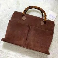 美品✨GUCCI グッチ スウェード ハンドバッグ バンブー