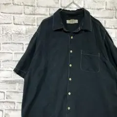 半袖シルクシャツ！アロハ　ブラックXL 71