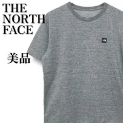 美品　ノースフェイス　ミニロゴ　クルーネック半袖コットンTシャツ　グレー