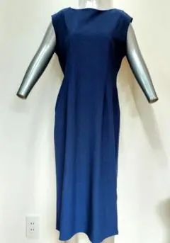 美品　ノースリーブ ロングワンピース ネイビー XL