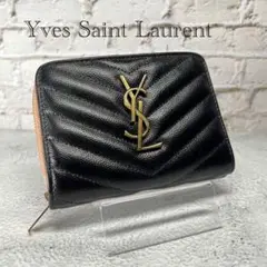 イヴ・サンローラン 財布 ラウンドジップ YSL 二つ折り ミニ財布 ベージュ