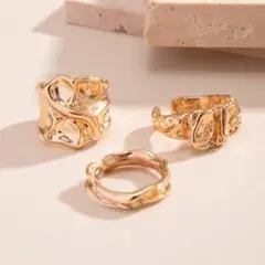 かっこいい セット 大ぶり リング ゴールド 【お買得】レディース アクセサリー