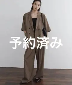 Aunt Marie's リネンライクハーフスリーブジャケット&パンツ　セット