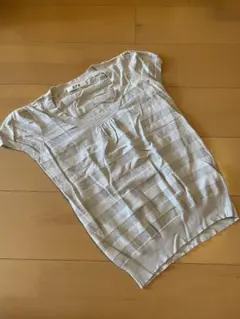 ★美品★ワールドSPBベージュストライプ 半袖Tシャツ