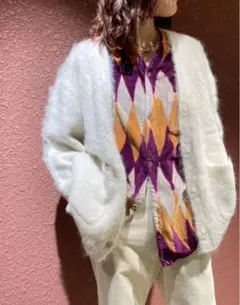 MOHAIR SHAGGY V NECK CARDIGAN/カーディガン