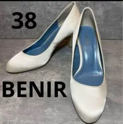 【美品】 BENIR ベニル ウェディングシューズ プレーントゥ ホワイト 38