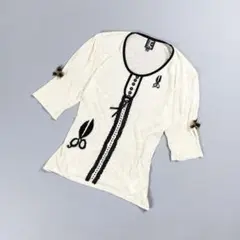 TRICOT CHIC パイピング半袖ニット ベージュ サイズ44*BD663