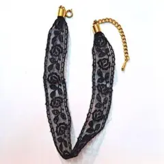 黒レース花柄チョーカー 30-35cm