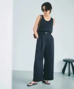 新品 ヴィンテージ サテン タックパンツ 茶 紺