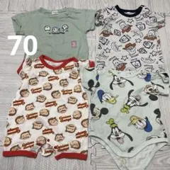 70 ロンパース 半袖　ドラえもん　トイストーリー　ジョージ　ミッキーフレンズ