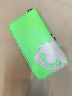 【即購入OK】ネオンカラーレザーロングウォレット GREEN 栃木レザー