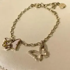 ChristianDior 蝶 バタフライ ゴールド ストーン ブレスレット