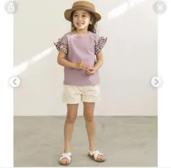 ペアマノン　袖フリル　ワッフルTシャツ　プティマイン エニィファムキッズ