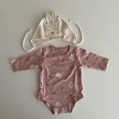 petit mainミッフィとチェリー柄ロンパース