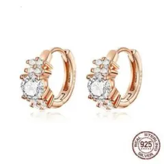 【高品質】リング ダイヤ ピンクゴールド フープピアス シルバー925