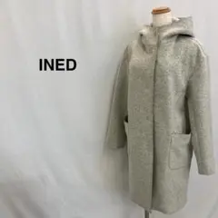 INED イネド フード付きウールコート グレー レディース