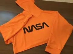 SHEIN 150㎝ NASAロゴ クロップド丈 オレンジトップス