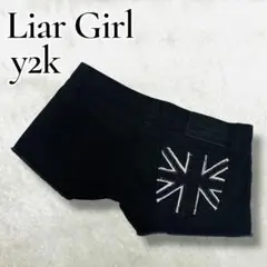 y2k 00s ショートパンツ ユニオンジャック ブラック ワッペン ギャル L