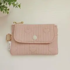 コイン&カードケース　ヌビ　小物入れ　小物ポーチ　ファスナーポーチ　ピンク
