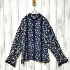 花柄 レースコンビトップス　(M)