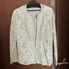ペパーミントカラー　レースアンサンブル長袖