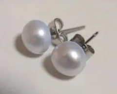 P018 淡水パール 真珠 バロックパール ハンドメイド ピアス ブルー 水色