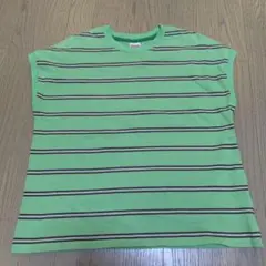 グリーンボーダーノースリーブシャツ