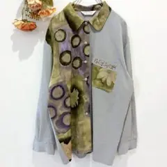 ★REIZVOLL ライツフォル★変形 総柄シャツ トップス お洒落 グレー