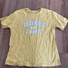 イエロー プリント Tシャツ
