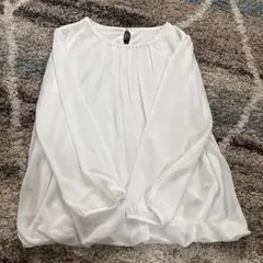 ホワイトバックボタン付きブラウス LL