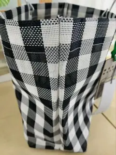 チェック柄エコバッグ ブラックホワイト