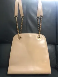 稀少CELINE チェーン ワンショルダーバッグ レザーサークルロゴ白