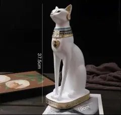 一点物！エジプト風猫の置物　白猫　バスト　置物インテリア縁起物風水